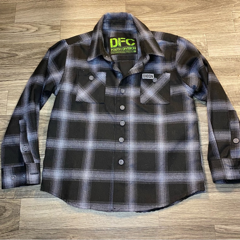 Dixxon Black White Plaid Flannel Button Up Shirt